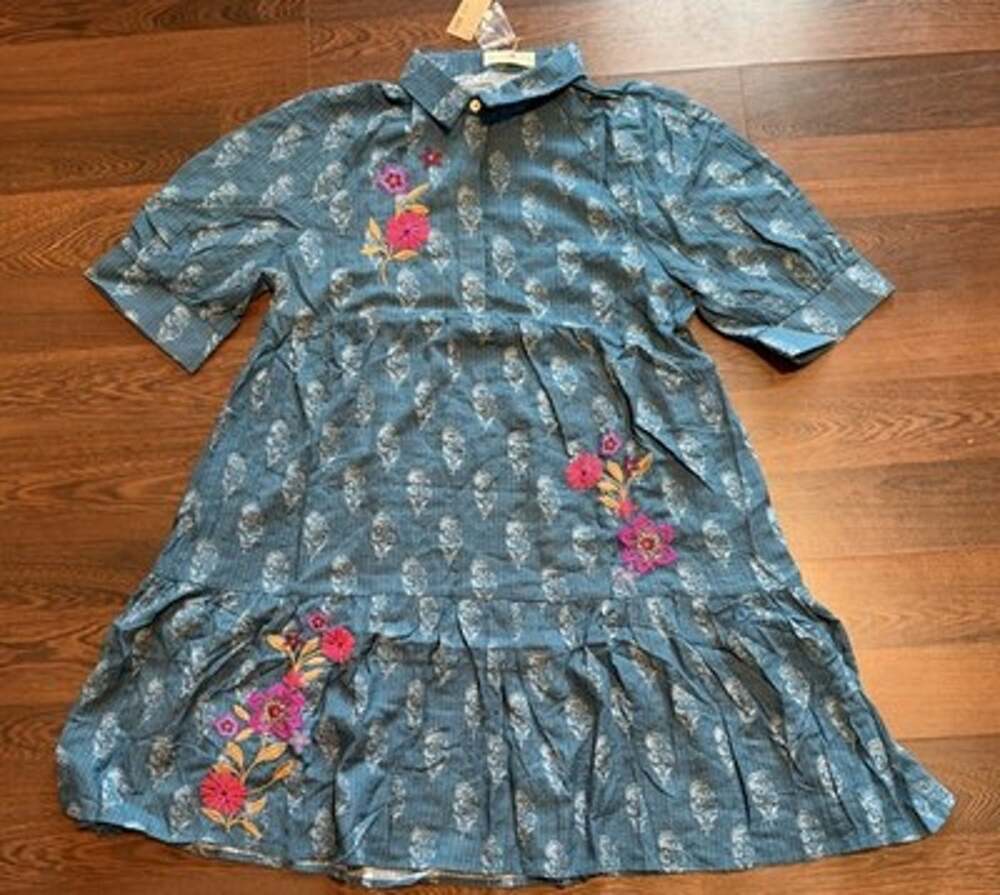 NWT Natural Life Embroidered Tiered Babydoll Dress L